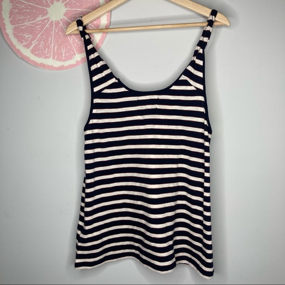 Current/Elliott The Twisted Tank navy cream stripe size 2 new with tags - Picture 2 of 12